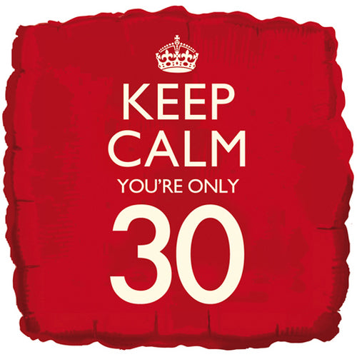 18 Inch Keep Calm You're 30 Foil Birthday Balloon