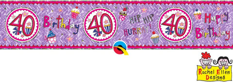 Lilac 40th Birthday Foil Banner