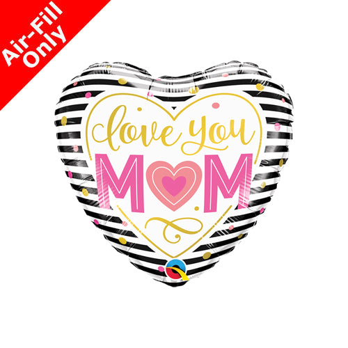 Love You Mum Stripes Balloon on Stick