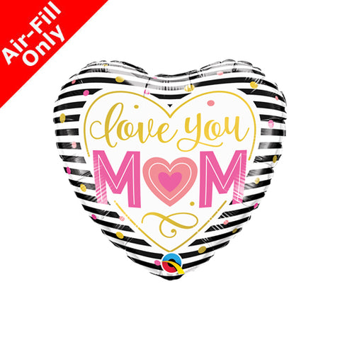 Love You Mum Stripes Balloon on Stick