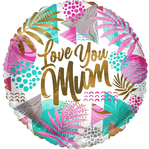 18 Inch Love You Mum Jungle Eco Foil Balloon