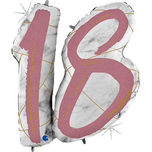 38" Marble Mate Rose Gold 18th Birthday Foil Balloon
