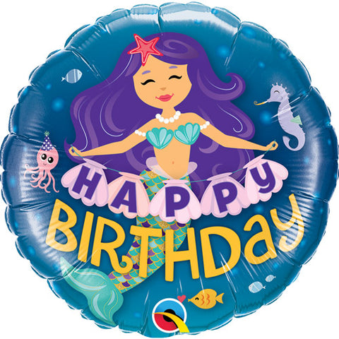 18 Inch Happy Birthday Mermaid Foil Balloon