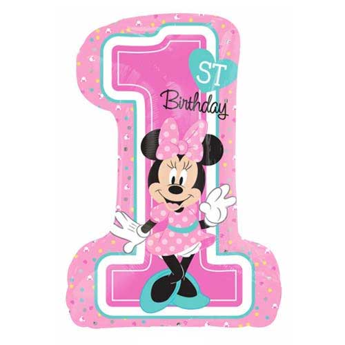 28 Inch Minnie Mouse 1st Birthday Foil Balloon