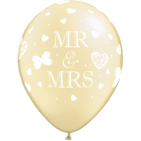 Pearl Ivory Mr & Mrs Latex Balloons
