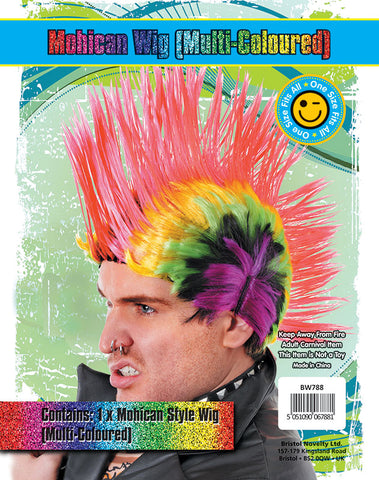 Multi-Coloured Mohican Wig