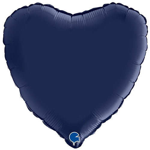 18 Inch Navy Blue Satin Heart Foil Balloon