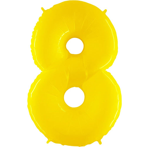 40 Inch Neon Yellow Number 8 Foil Balloon