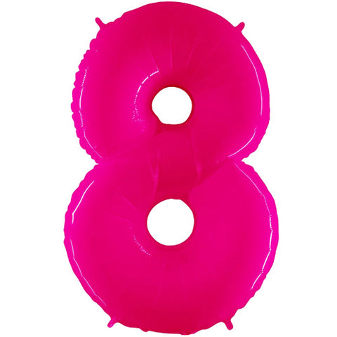 40 Inch Neon Pink Number 8 Foil Balloon