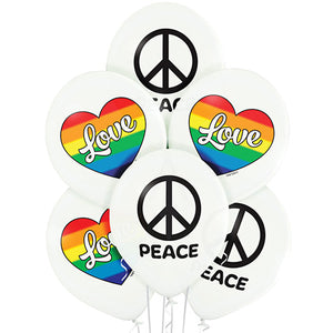Assorted Peace & Love  Latex Balloons (6pk)