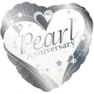 18 inch Pearl Anniversary Heart Foil Balloon