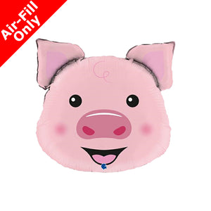 Pig Head Foil Balloon on Stick