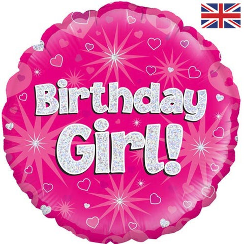 18 Inch Pink Birthday Girl Foil Balloon