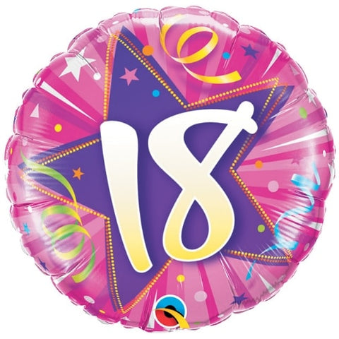 18 Inch Pink Shining Star 18th Birthday Foil Balloon