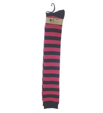 Pink and Black Striped Welly Socks