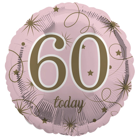 18 Inch Pink & Gold Stars 60th Birthday Foil Balloon