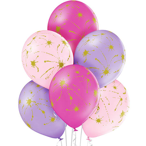 Pink & Purple Splatters Latex Balloons (6pk)