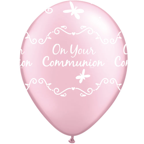 Pearl Pink Communion Butterflies Latex Balloons