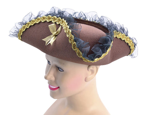 Brown Pirate Lady Tricorn Hat