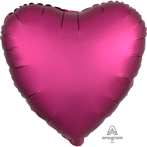 18 Inch Pomegranate Satin Heart Foil Balloon