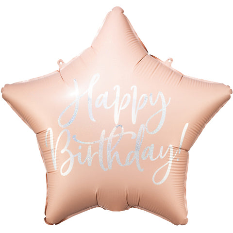 15.5 Inch Powder Pink Birthday Star Foil Balloon