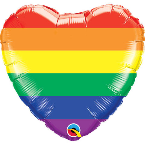 18 Inch Rainbow Stripes Heart Foil Balloon