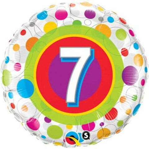 18 Inch Psychedelic Dots 7th Birthday Foil Balloon