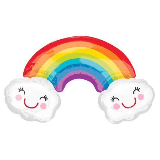 37 Inch Rainbow & Clouds Supershape Foil Balloon