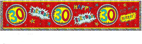 Red 30th Birthday Foil Banner