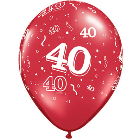 40th Ruby Red Latex Balloons