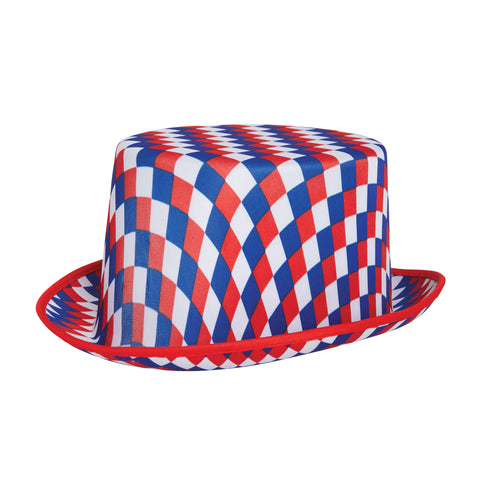 Blue Chequered Top Hat