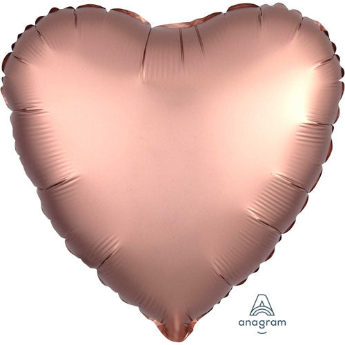 18 Inch Rose Copper Satin Heart Foil Balloon