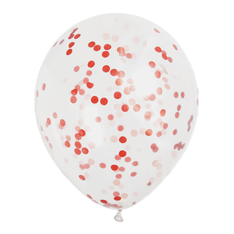 Red Confetti Latex Balloons (6pk)