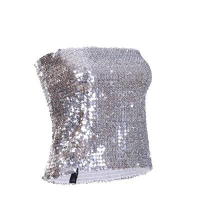 Silver Sequinned Strapless Top