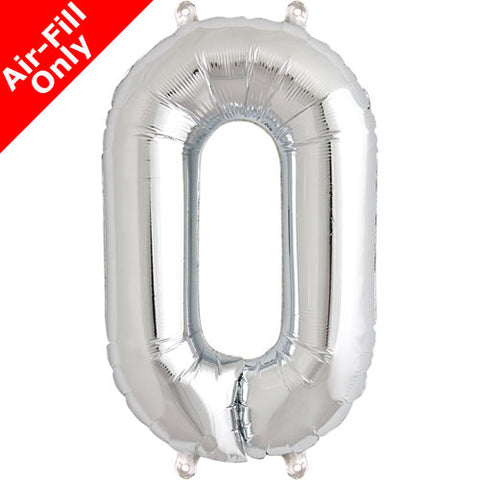 16 Inch Silver Number 0 Foil Balloon