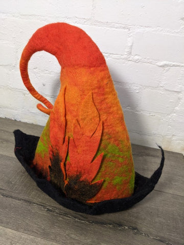 Spiral Fire Felt Witch Hat