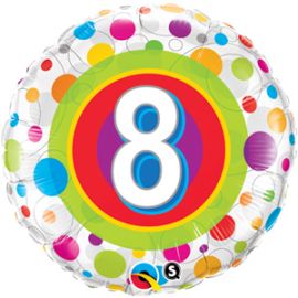 18 Inch Multicoloured Spots 8th Birthday Foil Balloon
