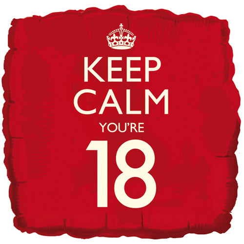 18 Inch Keep Calm You're 18 Foil Birthday Balloon