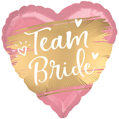18 Inch Team Bride Pink & Gold Heart Balloon