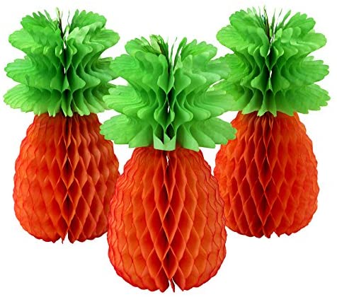 Three Honeycomb Pineapple Decorations