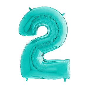 26 Inch Tiffany Blue Number 2 Foil Balloon