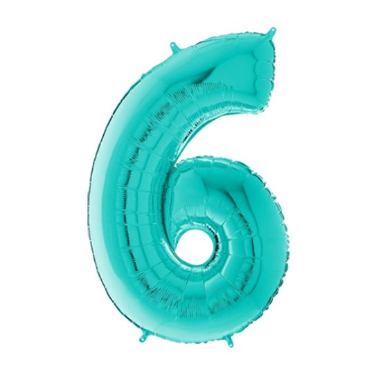 26 Inch Tiffany Blue Number 6 Foil Balloon