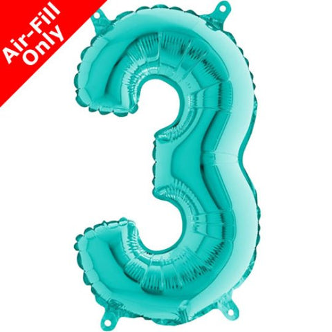 14 Inch Tiffany Blue Number 3 Foil Balloon