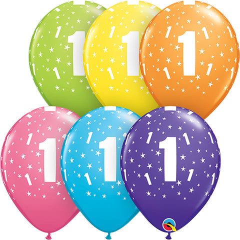 1st Birthday Stars Tropical Assortment Latex Balloons