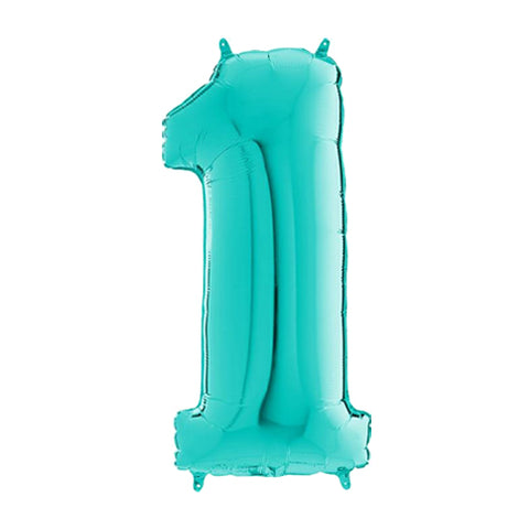 26 Inch Tiffany Blue Number 1 Foil Balloon
