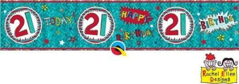 Turquoise 21st Birthday Foil Banner