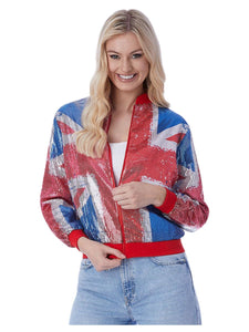 Union Jack Sequinned Bomber Jacket