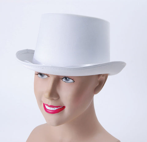 White Satin Look Top Hat