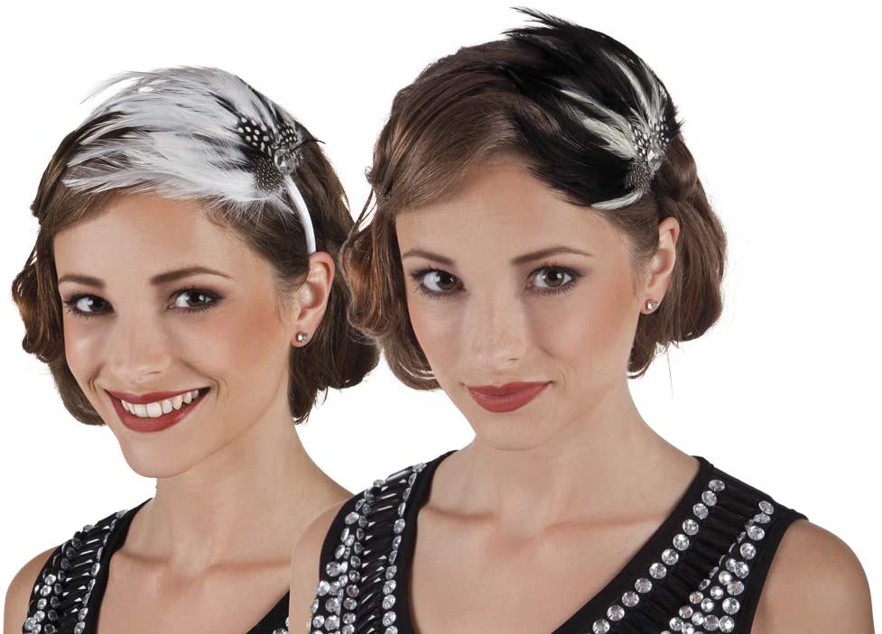 Black & White Feather Fascinator on Hairband