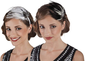 Black & White Feather Fascinator on Hairband